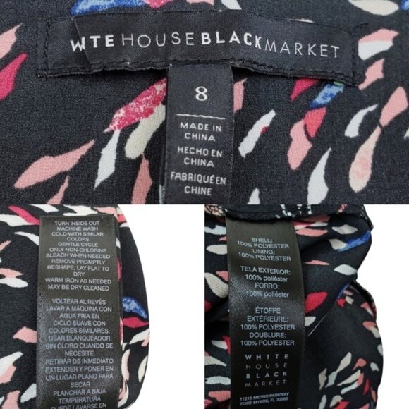 White House Black Market Flare Sleeve V-Neck Pattern Chiffon Mini Dress Size 8 - Picture 7 of 7